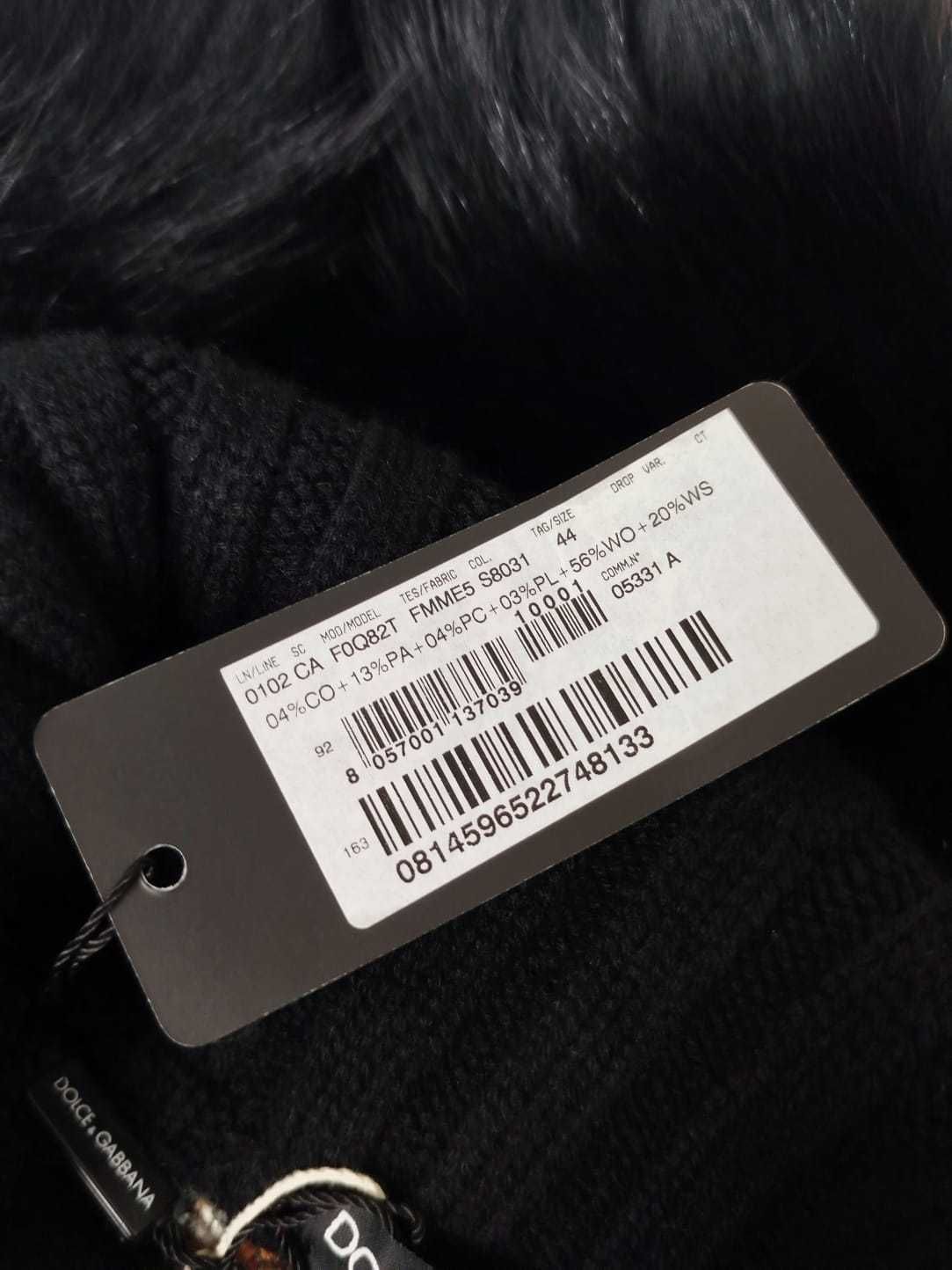 NWT Dolce & Gabbana Tweed Turtle Neck Poncho Real Fur