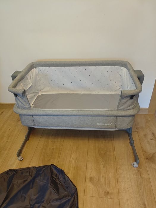 Szare łóżeczko łóżko dostawne dostawka Kinderkraft Neste Up