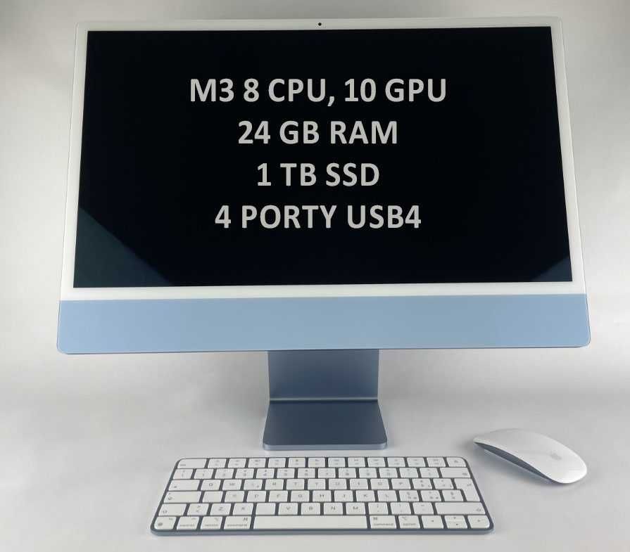 IMAC M3 24GB/1 TB 4 porty USB, jak nowy --> M2 max lub PC