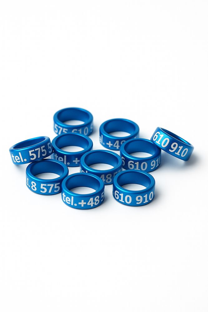 Znaczniki obrączki aluminiowe z grawerem dla gołębi pocztowych fi8x4mm
