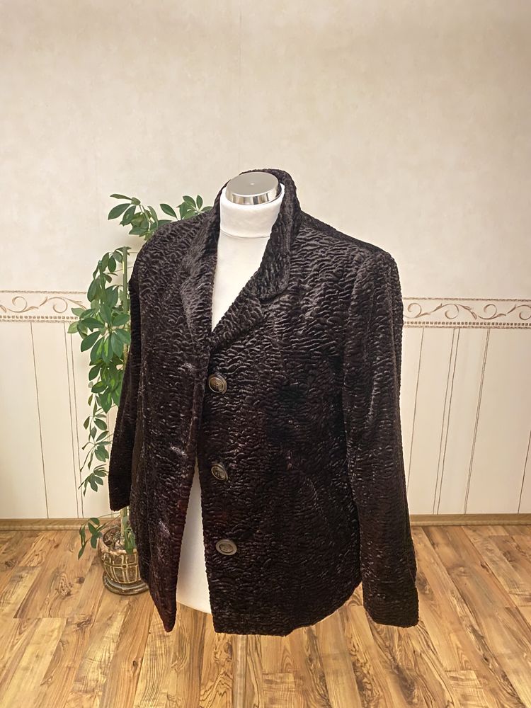 Płaszcz krótki Getex 42/14/XL brązowy aksamitny kurtka