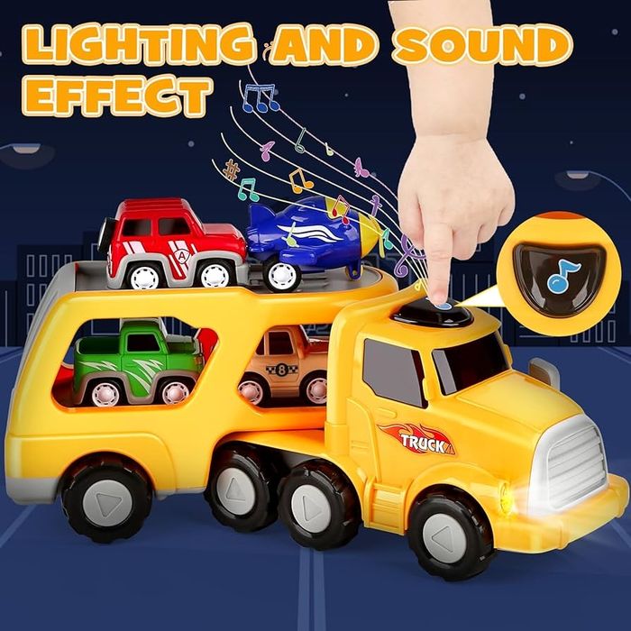 ciężarówka z 4 samochodami