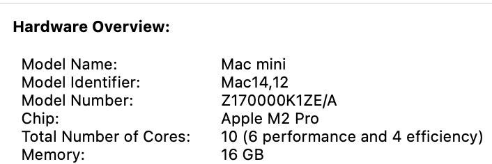Mac Mini M2 Pro 10CPU 1TB SSD 16GB RAM AppleCare