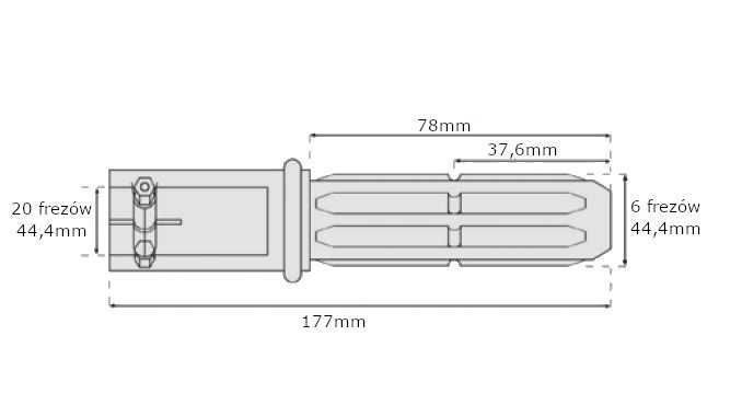 Adapter redukcja wałka WOM 20 frezów 44,4mm / 6 frezów 44,4mm