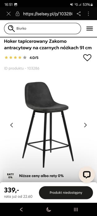 Krzesla barowe Zakomo antracytowe. Cena za dwie sztuki! Okazja!