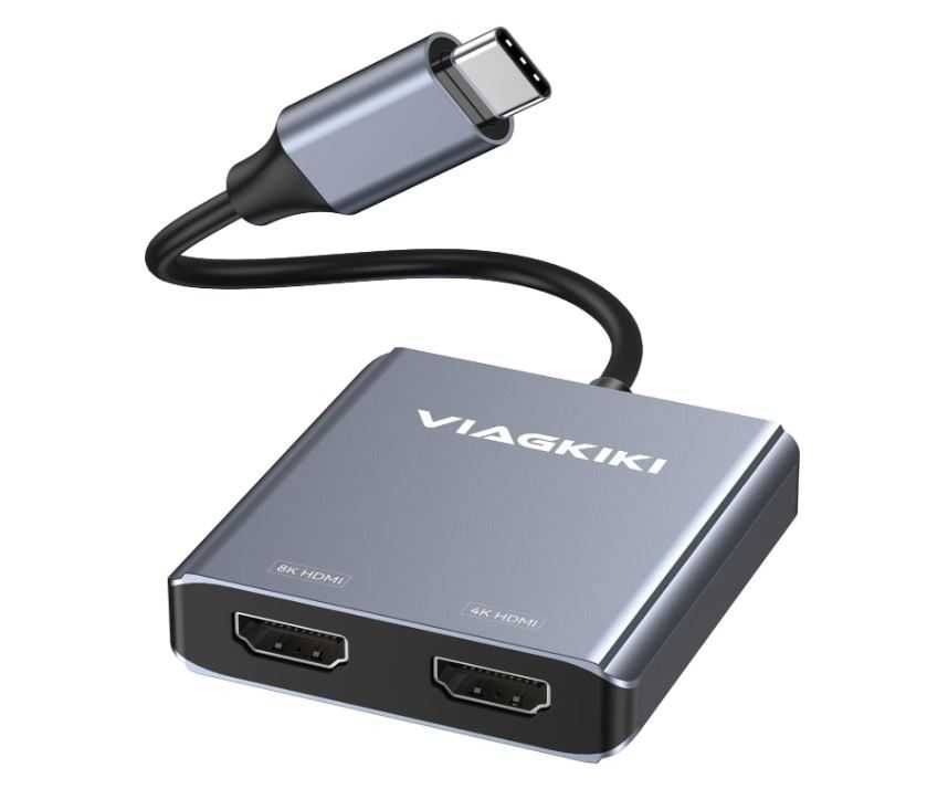 Viagkiki Adapter USB C na podwójny HDMI 8K 4K USB C to Dual HDMI