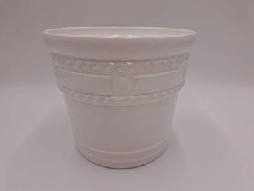 Doniczka osłonka ceramiczna Scheurich biała reliefy 21 cm