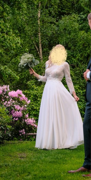 Śliczna suknia ślubna, koronkowa boho. Szyta na miarę, M Ślub, wesele