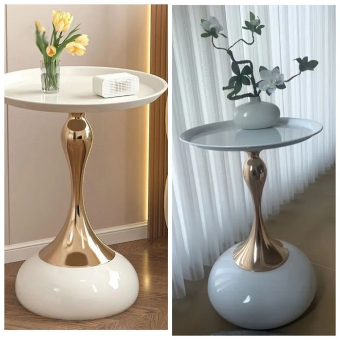 Stolik kawowy złoto bialy Glamour metalowy