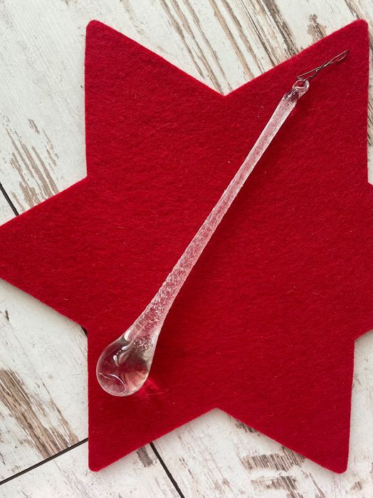 Sople ze szkła dł 20cm. szklany sopel. Sopel śnieżny. Ozdoby choinkowe