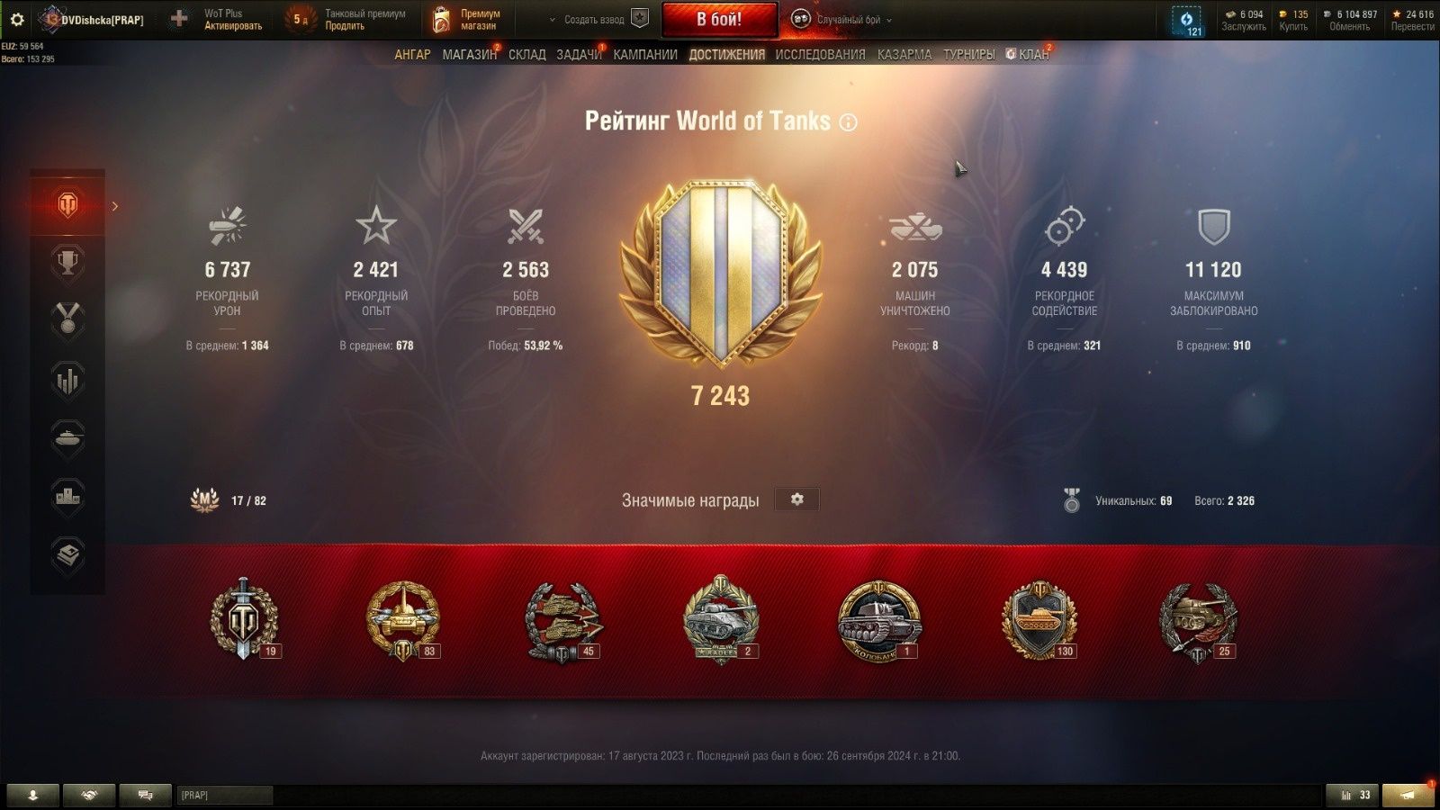 Личный аккаунт WOT