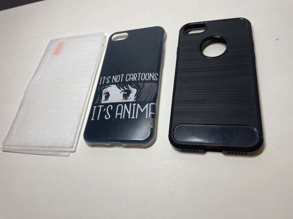 Szkło hartowane (3szt) + Etui (2szt) Anime IPhone 8 7_zestaw okazja