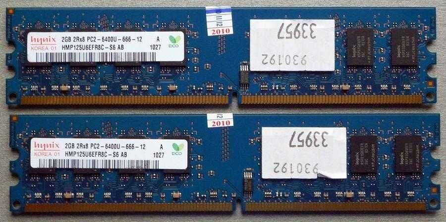 Память 4Gb. Hynix 2x2Gb DDR2 PC2-6400 800MHz. Intel и AMD.