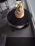 Mesa vidro redonda com rodas