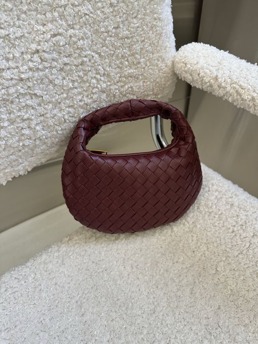 Кожаная сумка бургунди, боттега венета, плетенная шоко bottega veneta