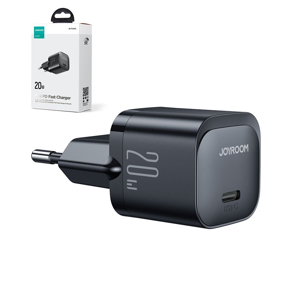 mini ładowarka do telefonu usb-c 20w pd jr-tcf02 - czarna
