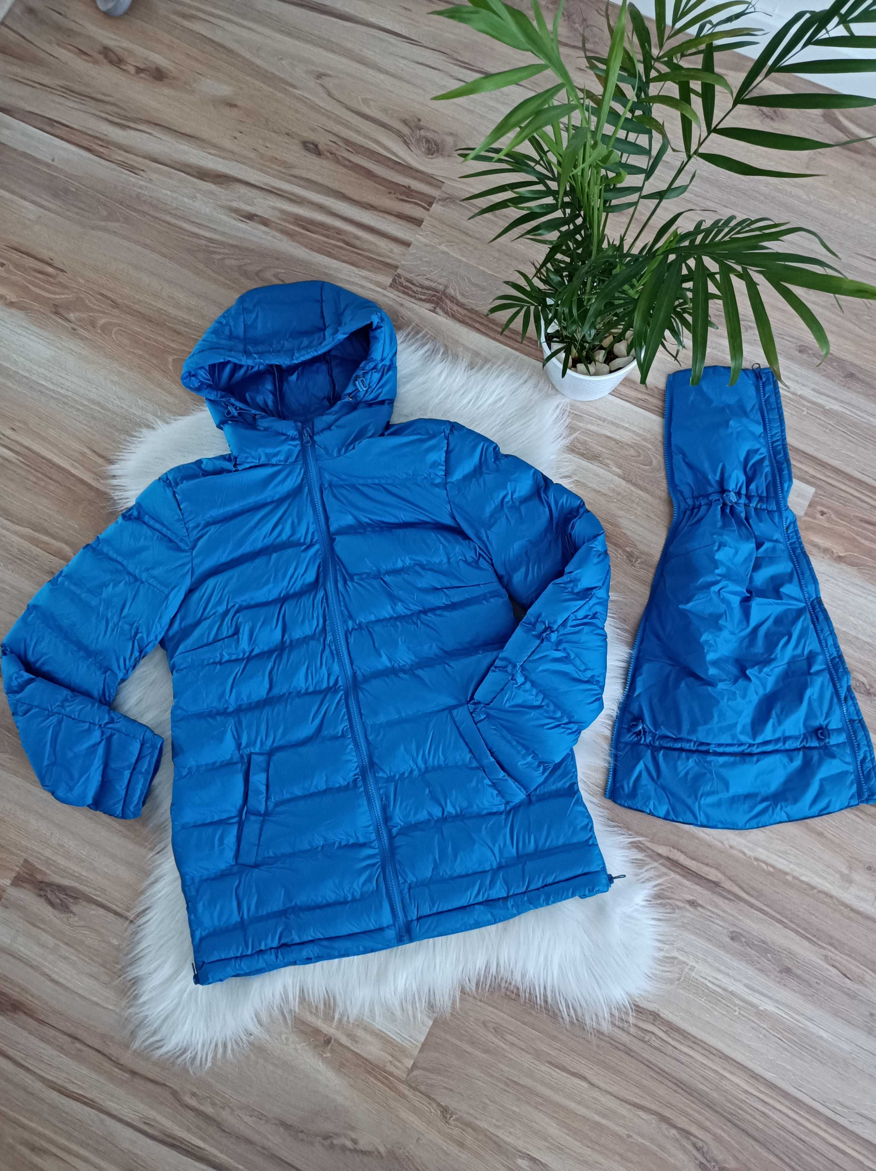 Nowa kurtka ciążowa pikowana puchowa niebieska jesienna 40