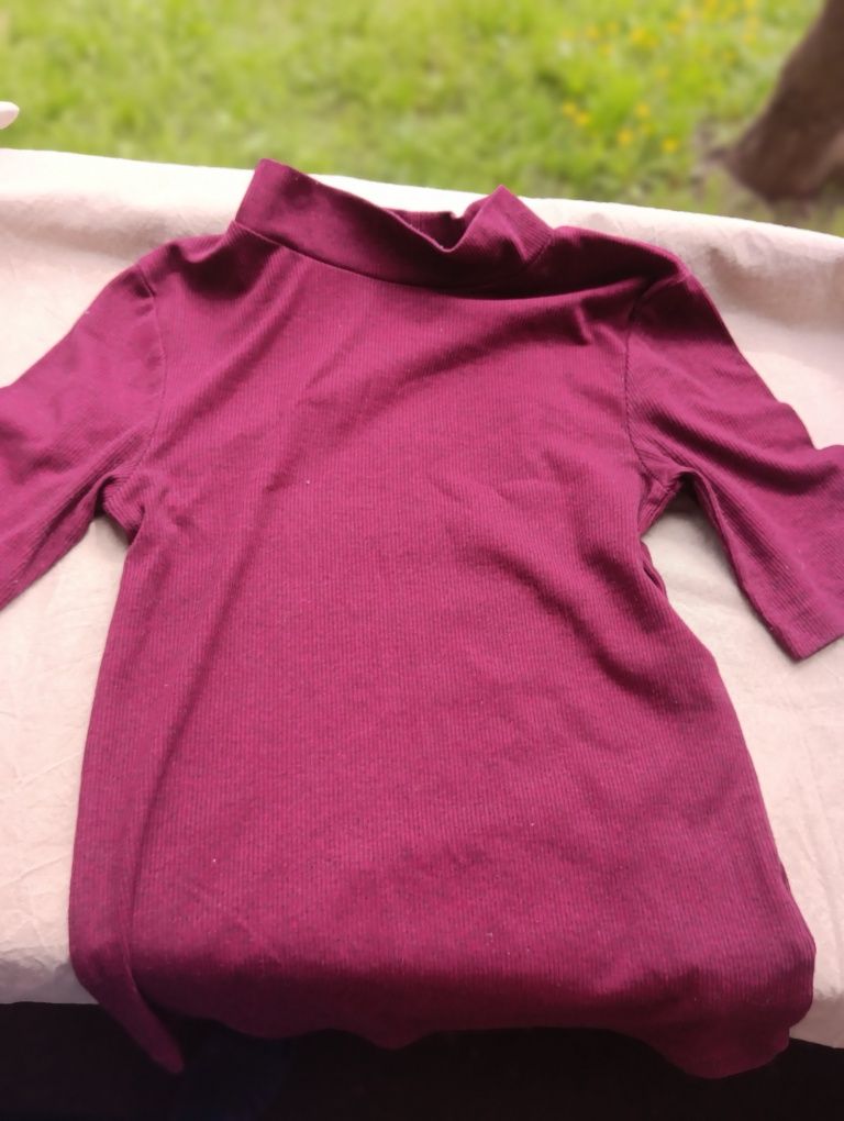 Бордова футболка в рубчик, футболка ,H&M ,SX