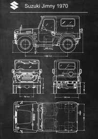 Placas Decorativas Retro Fiat 125p, Suzuki Jimy 1970, nova, 30 x 20 cm