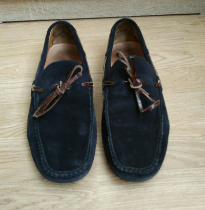 Buty mokasyny męskie markowe skórzane ze skóry 41 CAR SHOE granatowe