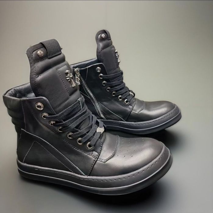 Кросівки Rick Owens Geobasket x Chrome Hearts/кеды рик овенс геобаскет