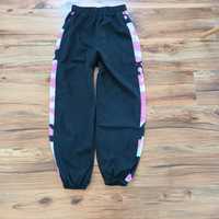 Spodnie parachute XS 158 164 joggery czarne szerokie nylonowe