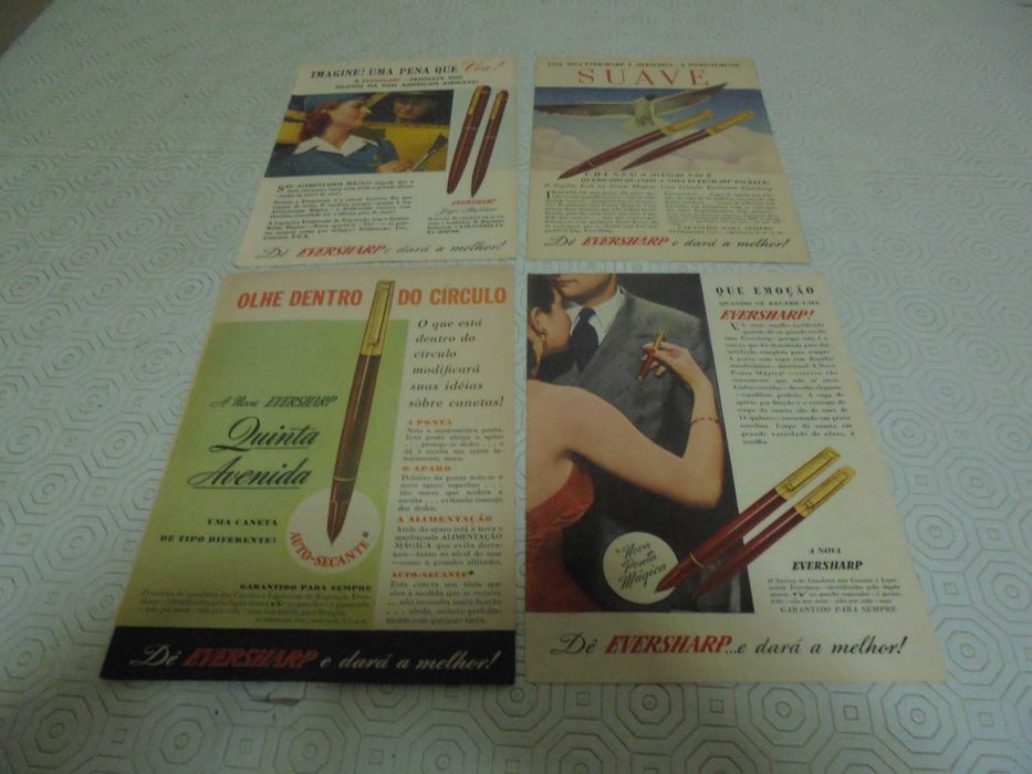 Publicidades de Canetas Eversharp dos anos 40 todas diferentes