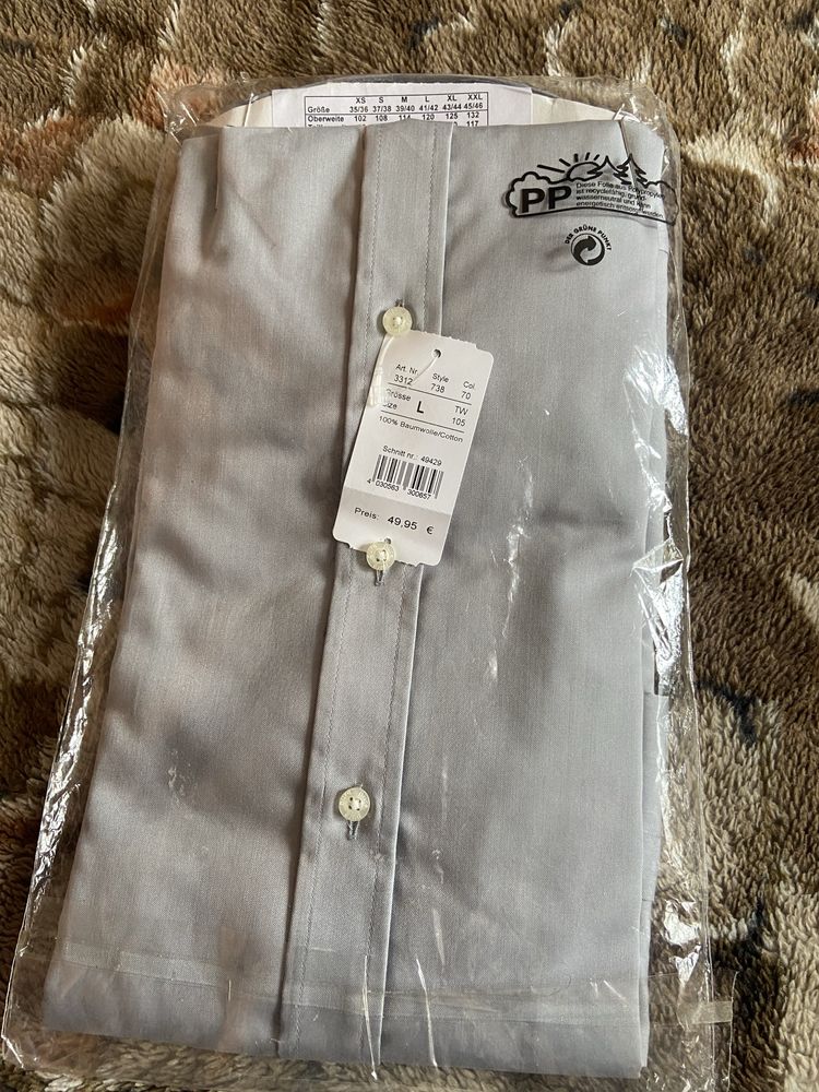 Pure koszula męska casual długi rękaw slim bawełna rozmiar L