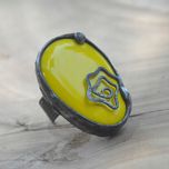 Yellow - ceramiczny regulowany pierścionek witrażowy uniwersalny