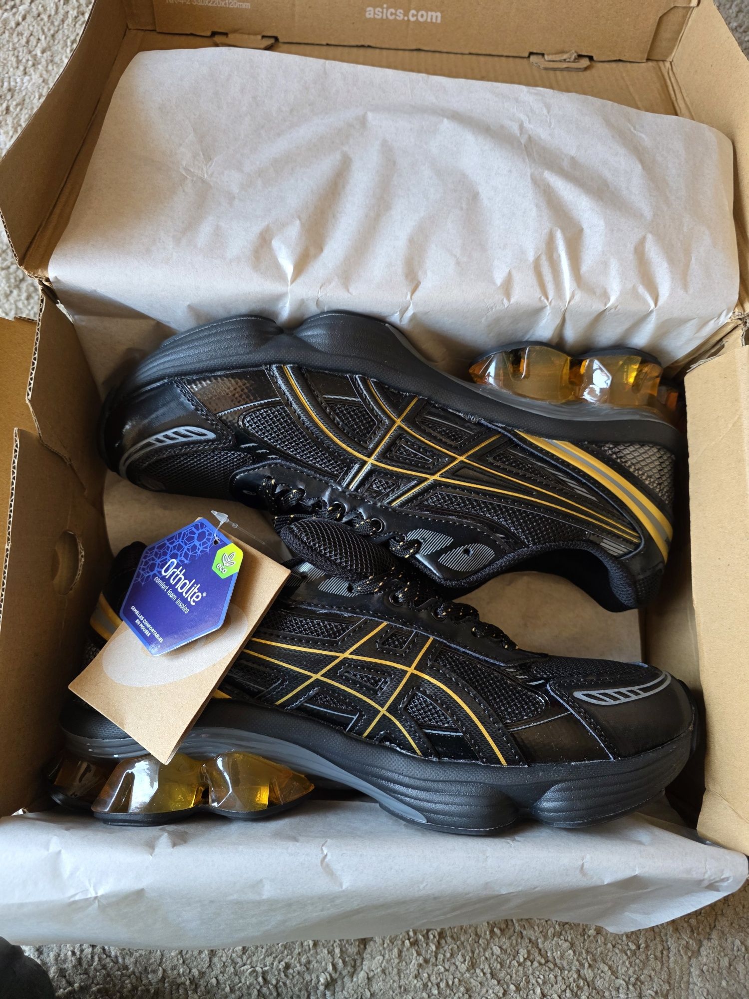 Sapatilhas Asics kinetic black and gold-numero 43,5