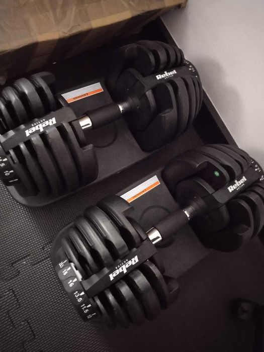 Hantle żeliwne regulowane gumowane obciążenie 24 kg Rebel active