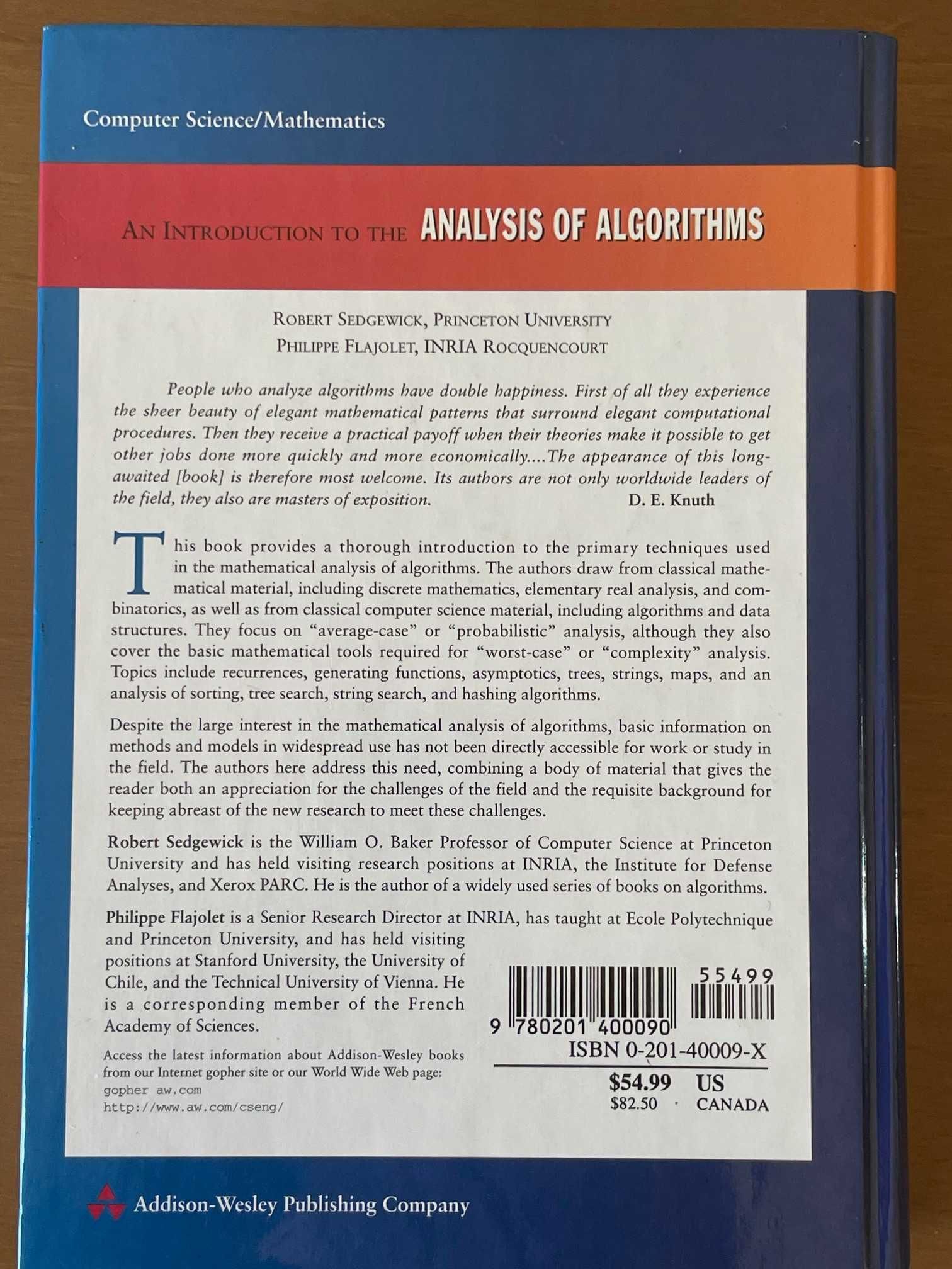 Livro de Introdução à Análise Matemática de Algoritmos - Sedgewick