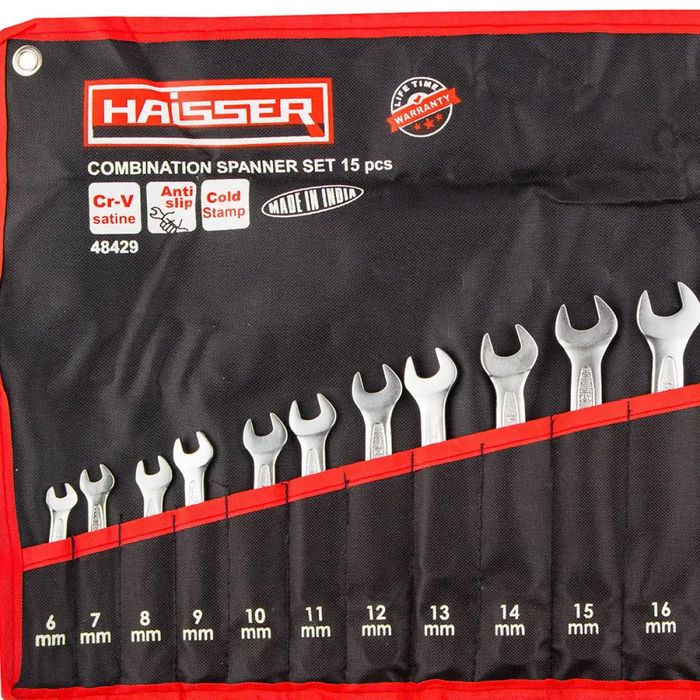 Набір ключів комбінованих COLD STAMPED CRV із 15 од. SATINE, Haisser