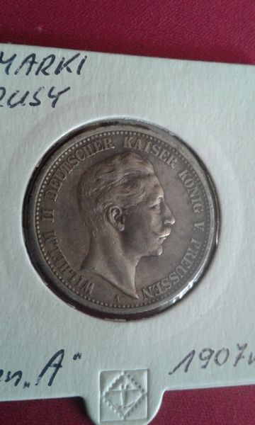 2 Marki Prusy 1907-Wilhelm II-Około mennicza