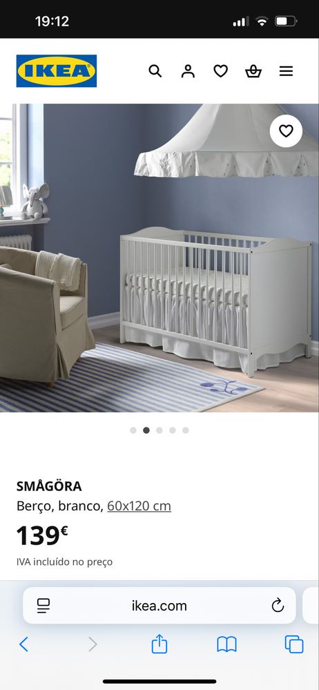 Berço Ikea com colchao e edredao