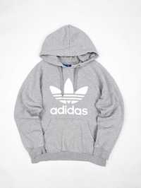 Adidas szara bluza z kapturem L logo