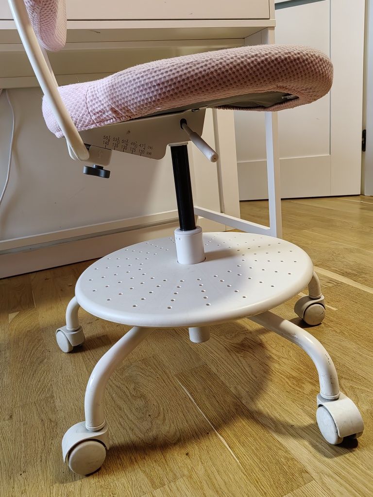 Vimund fotel krzesło obrotowe do biurka regulowane różowe dla dziecka