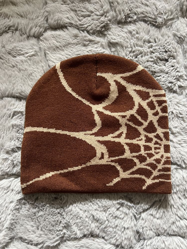 Nowa uniseks czapka zimowa beanie z motywem pajęczyny spider web y2k