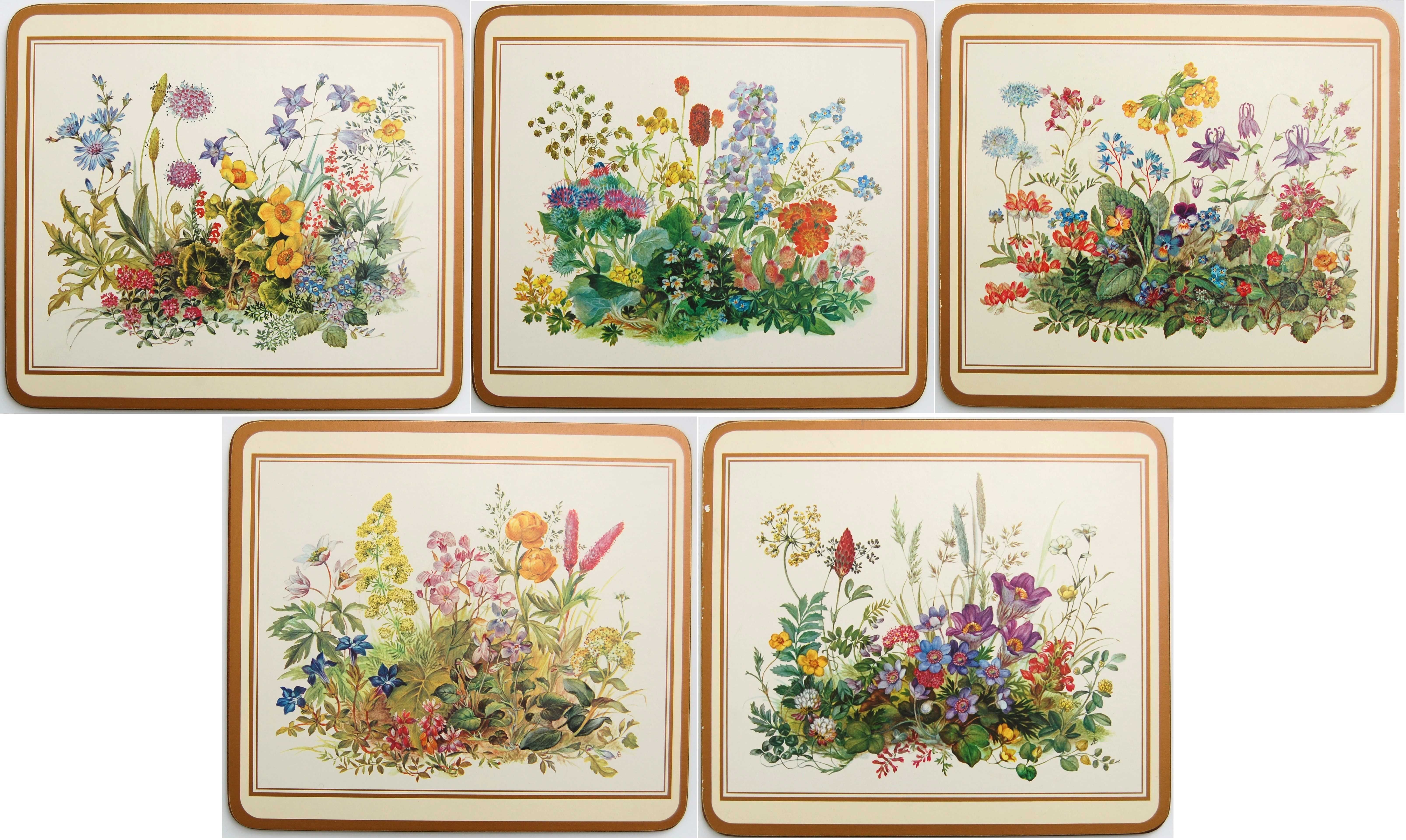 Pimpernel, Portmeirion UK podkładki na stół, kwiaty botaniczne vintage