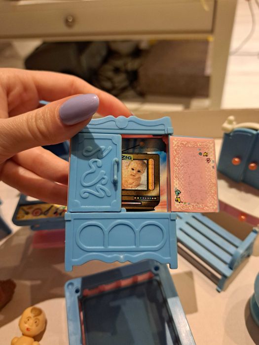 Mebelki dla lalek niemowlę bobas vintage