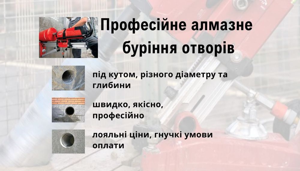 Професійне алмазне буріння. Надвірна. Свердління отворів