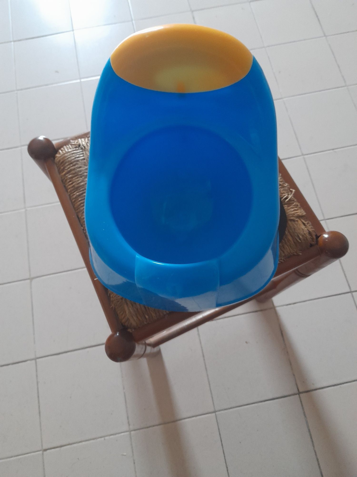 Penico azul e amarelo de menino.