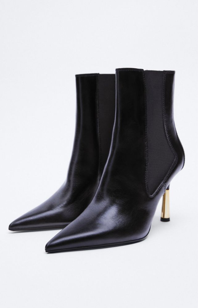 Кожаные ботильоны полусапожки, ботинки челси Zara