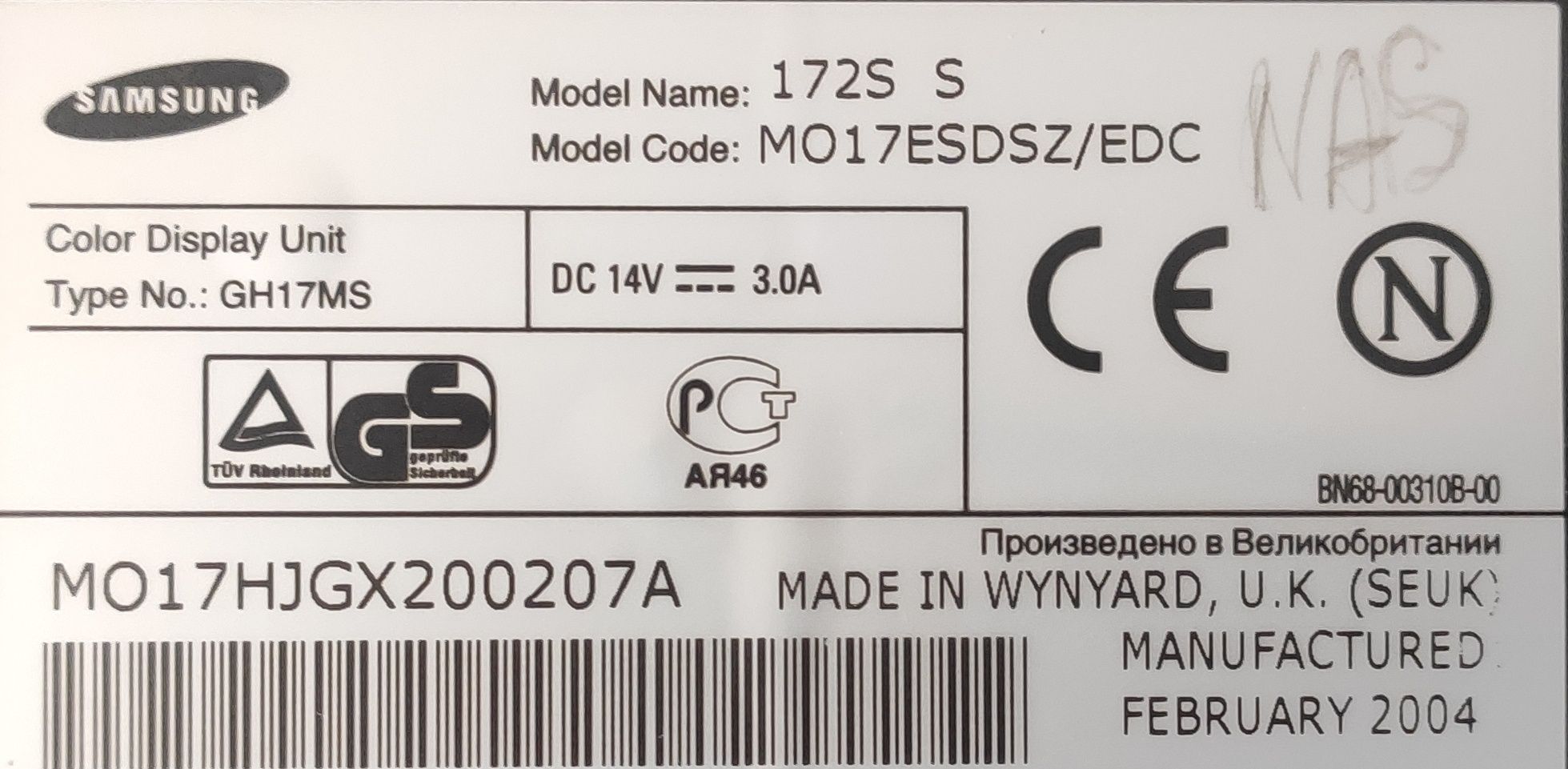 Монітор Samsung SyncMaster 172s
