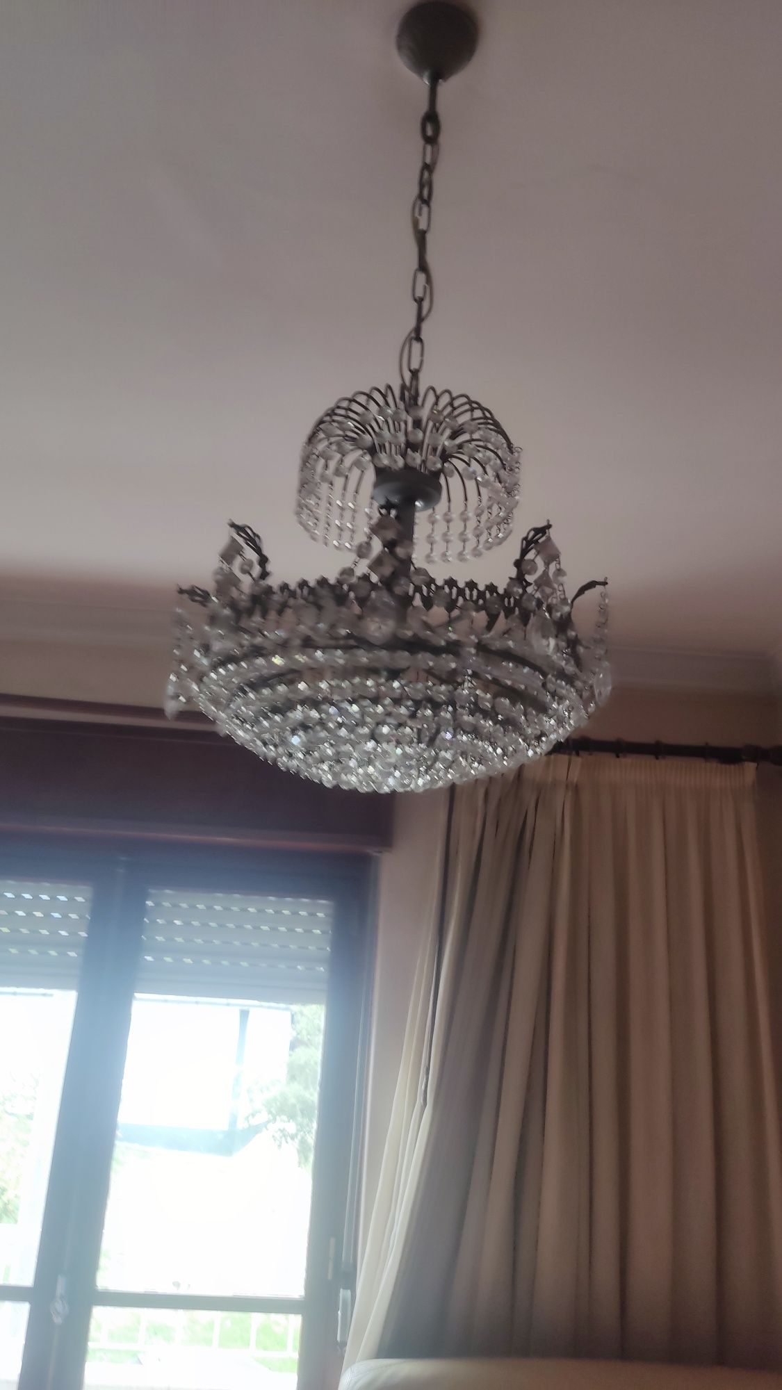 Candeeiro em cristal suportes cromados