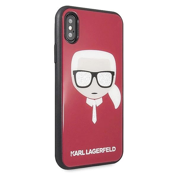 Etui Karl Lagerfeld Iconic Glitter Karl`s Head na iPhone X / Xs - czer
