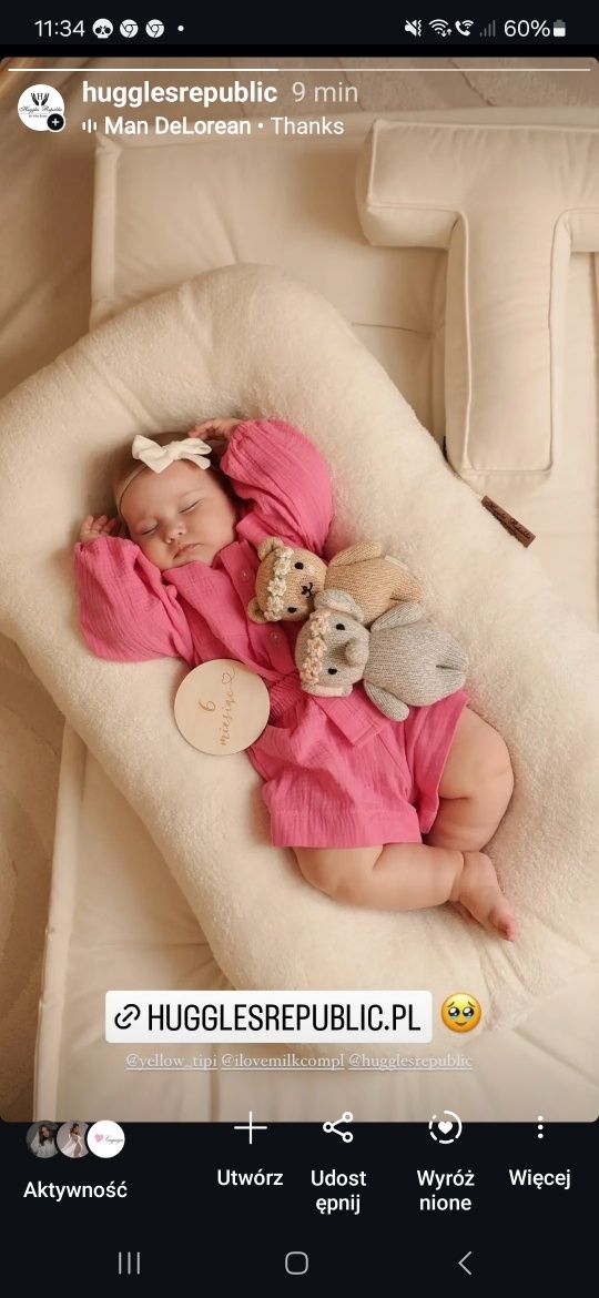 Kokon niemowlęcy snuggle dwustronny Teddy me biały beżowy organic