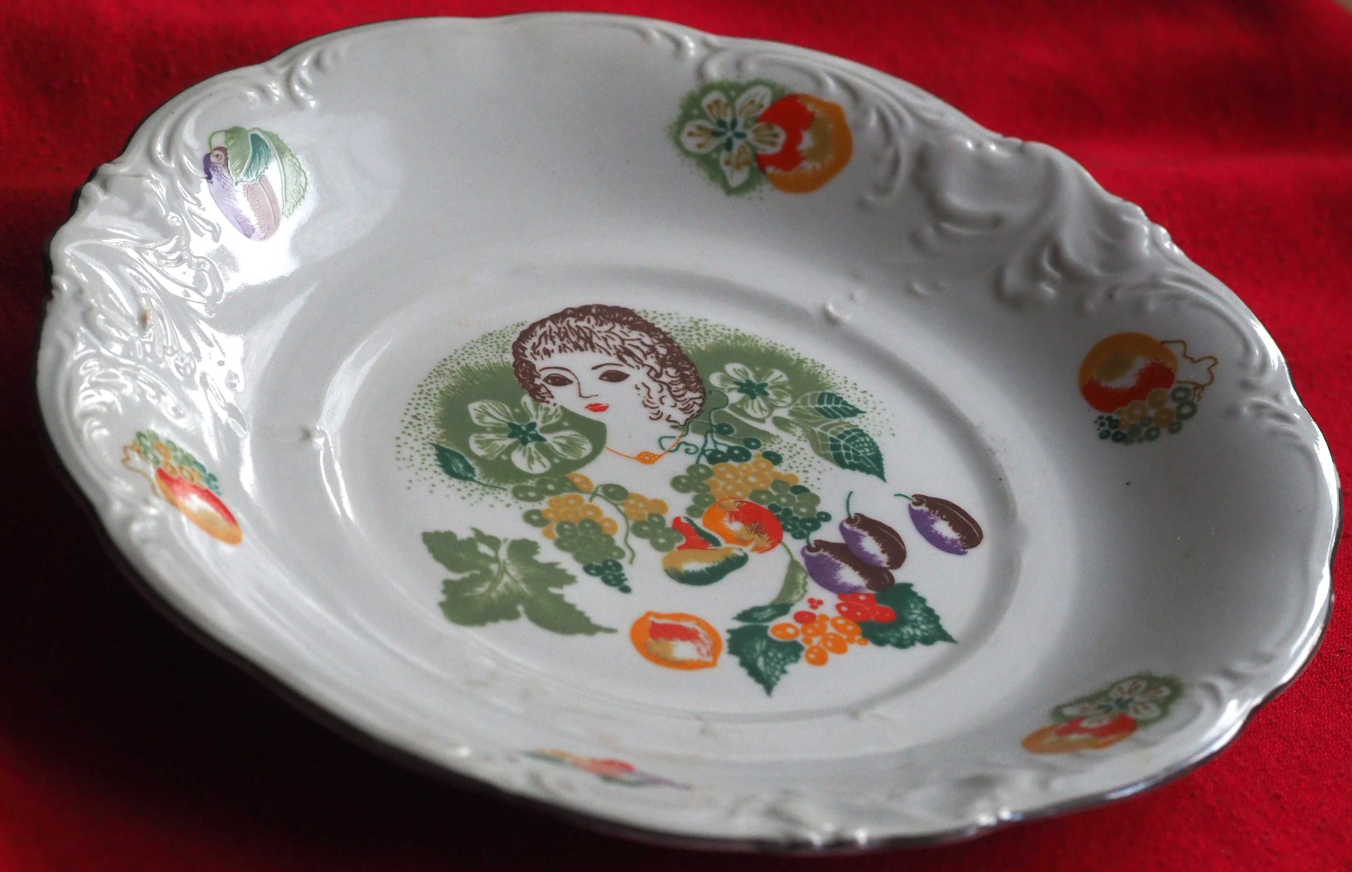 Patera na owoce, PRL ręcznie malowana  porcelana Wałbrzych
