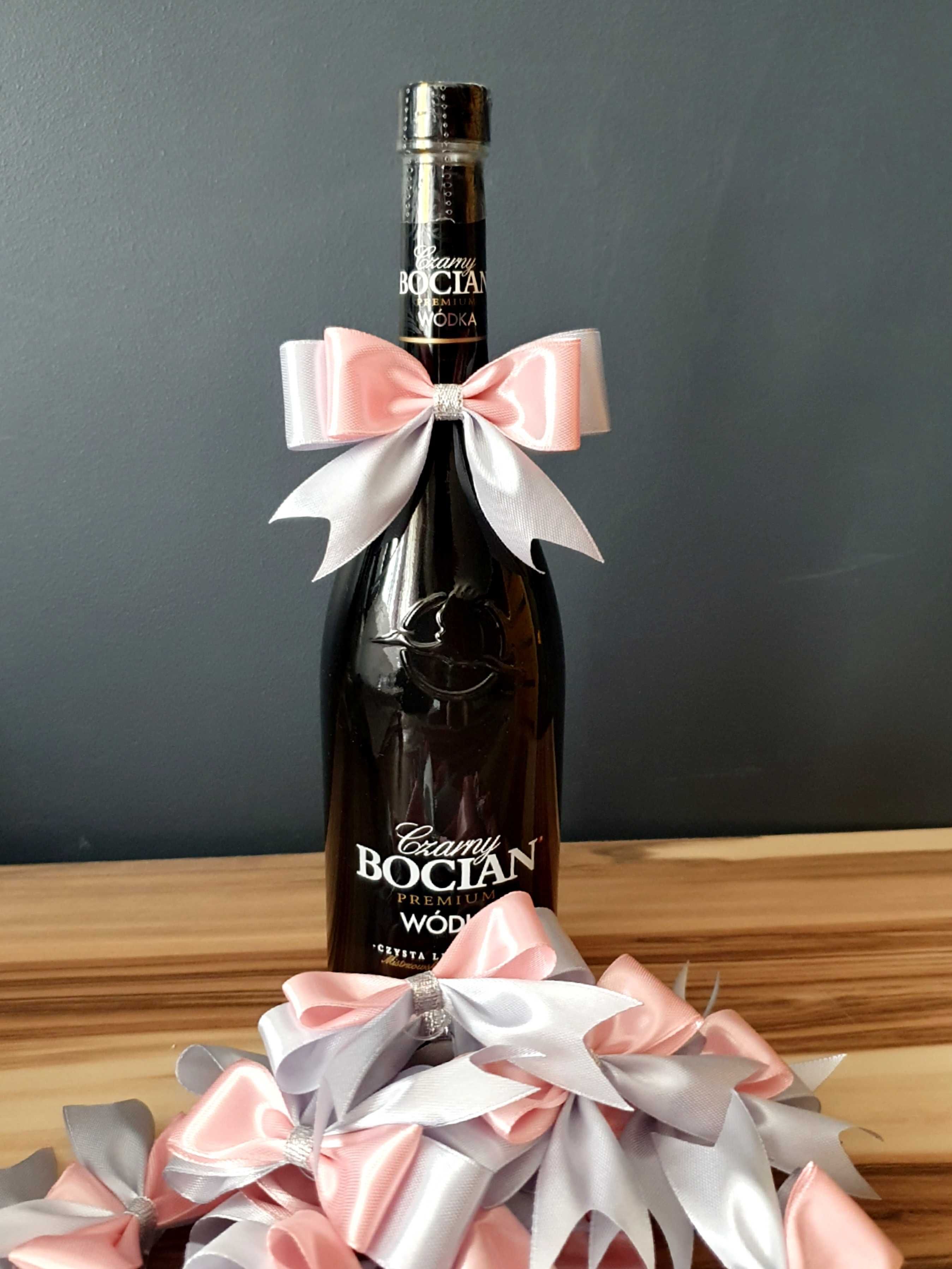Kokardki na butelki weselne , alkohol
