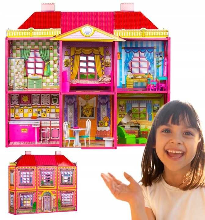 DOMEK DLA lalek barbie apartament willa w zestawie mebelkami